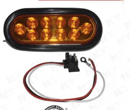 22P60X-0017  LIGHT, SEALED OVAL W/ BLACK RUBBER GROMMETLED 10 AMBER/CLEAR (PARK-TURN-CLEARANCE)