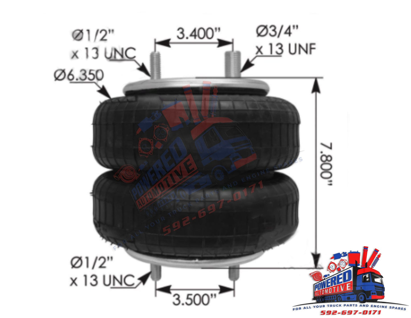 Air bag Spring Double Convoluted 2B9-265 ABSP2B12R-6707